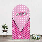 Lofaris Wow Glitter Pink Zipper Girl Birthday Arch Backdrop